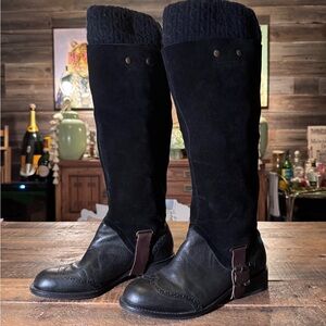 Lucky Penny x Anthropologie Black Suede Riding Boots